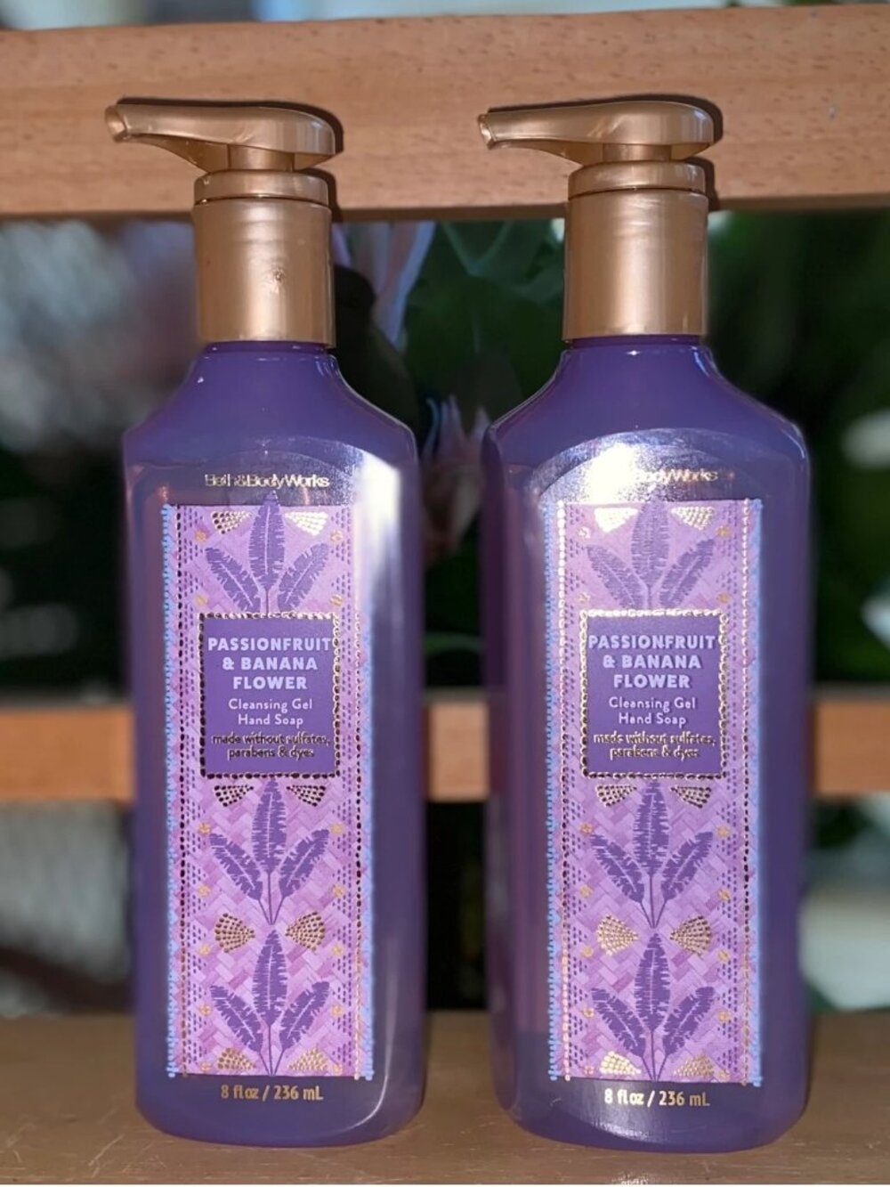 Two Bath & Body Works Passionfruit & Banana Flower Cleansing Gel Hand Soaps